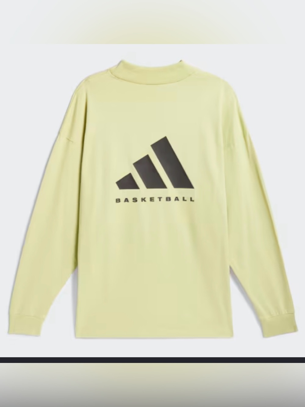 NWT Adidas Basketball Unisex Long-Sleeve Cotton BBall T-Shirt • Yellow • Small